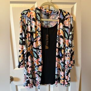 Emily Rose Multicolor Floral and Black Tank w/Attached Overshirt.  “Modern Art”